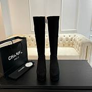 Okify Chanel Stretch Suede Calfskin Black High Boots EU35-41 - 2