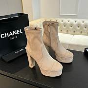 Okify Chanel Stretch Suede Calfskin Beige Low Boots EU35-41 - 1