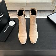 Okify Chanel Stretch Suede Calfskin Beige Low Boots EU35-41 - 5