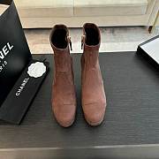 Okify Chanel Stretch Suede Calfskin Dark Brown Low Boots EU35-41 - 1