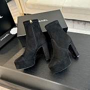 Okify Chanel Stretch Suede Calfskin Black Low Boots EU35-41 - 4