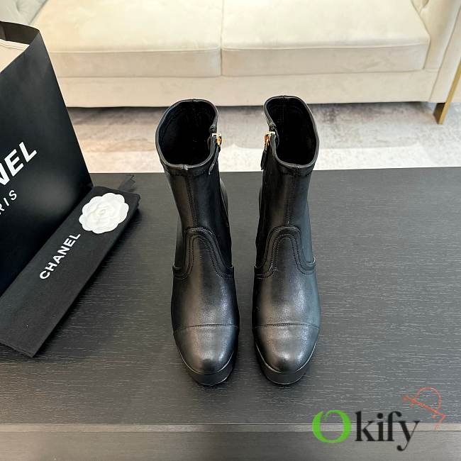 Okify Chanel Black Sheepskin Low Boots EU35-41 - 1