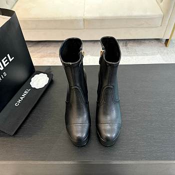 Okify Chanel Black Sheepskin Low Boots EU35-41