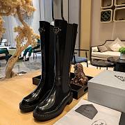 Okify Prada black open-edge pearl shiny cowhide high boots EU35-42 - 1