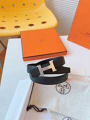 Okify Hermes Black Epsom calfskin double-sided leather belt with silver hardware 24 mm 19117 - 5