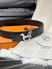 Okify Hermes Artificier belt buckle and black leather strap 32 mm 19120 - 2