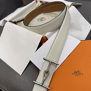 Okify Hermes Jumbo Belt Buckle and Reversible Leather Strap in white 32mm 19121 - 3