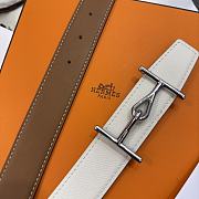 Okify Hermes Jumbo Belt Buckle and Reversible Leather Strap in white 32mm 19121 - 4