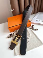 Okify Hermes H Belt Buckle and Reversible Leather Strap in dark brown and black 38mm 19125 - 2