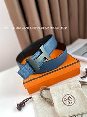 Okify Hermes Constance Belt Buckle and Reversible Black and Blue Leather Strap 38mm 19127 - 1