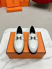 Okify Hermes White Faubourg Loafers EU35-41 - 1