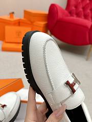 Okify Hermes White Faubourg Loafers EU35-41 - 5