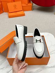 Okify Hermes White Faubourg Loafers EU35-41 - 3