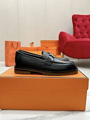 Okify Hermes Black Faubourg Loafers with brown sole EU35-41 - 1