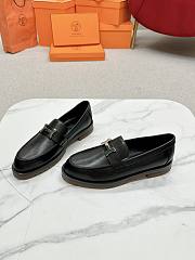 Okify Hermes Black Faubourg Loafers with brown sole EU35-41 - 5