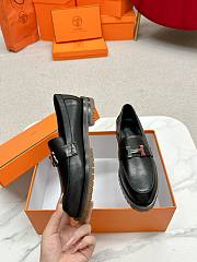 Okify Hermes Black Faubourg Loafers with brown sole EU35-41 - 3