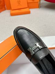 Okify Hermes Black Faubourg Loafers with brown sole EU35-41 - 2