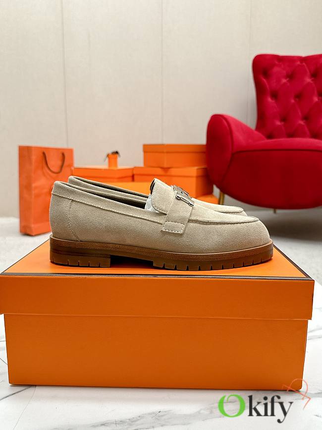 Okify Hermes Beige Faubourg Loafers EU35-41 - 1