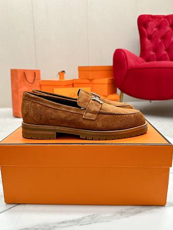 Okify Hermes Dark Brown Faubourg Loafers EU35-41