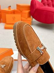 Okify Hermes Dark Brown Faubourg Loafers EU35-41 - 4