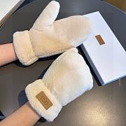 Okify UGG White Rabbit Fur Wool Gloves - 1