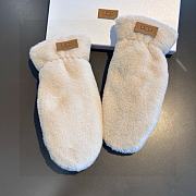 Okify UGG White Rabbit Fur Wool Gloves - 2