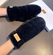 Okify UGG Black Rabbit Fur Wool Gloves - 1