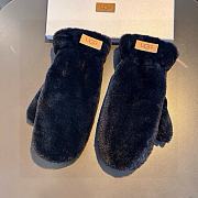 Okify UGG Black Rabbit Fur Wool Gloves - 3