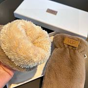 Okify UGG Brown Rabbit Fur Wool Gloves - 4