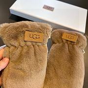 Okify UGG Brown Rabbit Fur Wool Gloves - 2