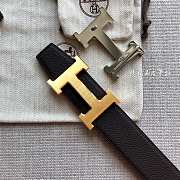 Okify Hermes H Belt Buckle and Reversible Leather Strap in brick and black 38mm 19150 - 3