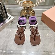 Okify MiuMiu Thick Heel Flip Flops Sandals in brown EU34-41 - 1