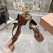 Okify MiuMiu Thick Heel Flip Flops Sandals in brown EU34-41 - 4