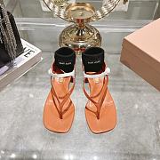 Okify MiuMiu Thick Heel Flip Flops Sandals in orange EU34-41 - 1