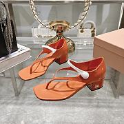 Okify MiuMiu Thick Heel Flip Flops Sandals in orange EU34-41 - 5