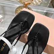 Okify MiuMiu Thick Heel Flip Flops Sandals in black EU34-41 - 3