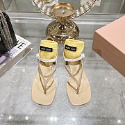 Okify MiuMiu Thick Heel Flip Flops Sandals in beige EU34-41 - 1