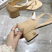 Okify MiuMiu Thick Heel Flip Flops Sandals in beige EU34-41 - 3