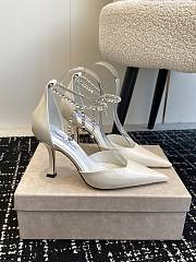 Okify Jimmy Choo strap rhinestone chain heels in white EU35-42  - 1