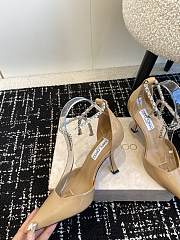 Okify Jimmy Choo strap rhinestone chain heels in beige EU35-42  - 3