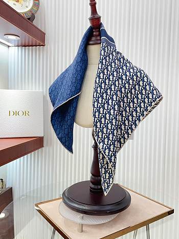 Okify Dior blue twill silk square scarf 70x70cm