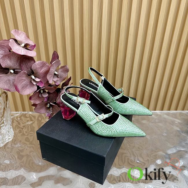 Okify Versace Gianni Ribbon Perfume High Heels in green with crystal EU35-42 - 1