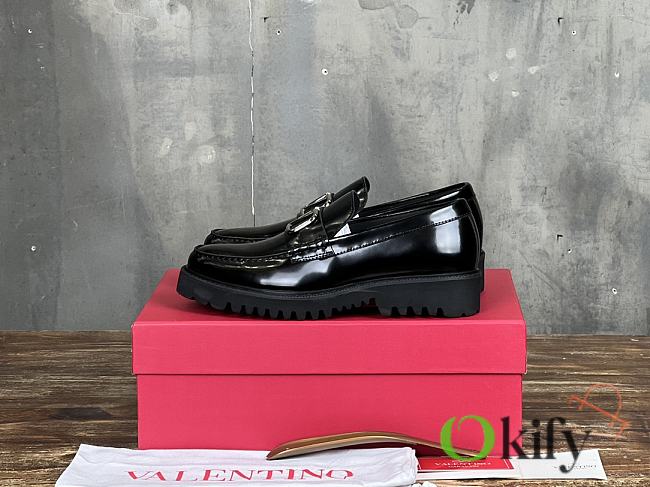 Okify Valentino Black Leather Loafers for men EU39-44 19191 - 1