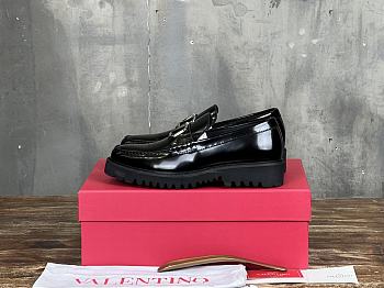 Okify Valentino Black Leather Loafers for men EU39-44 19191