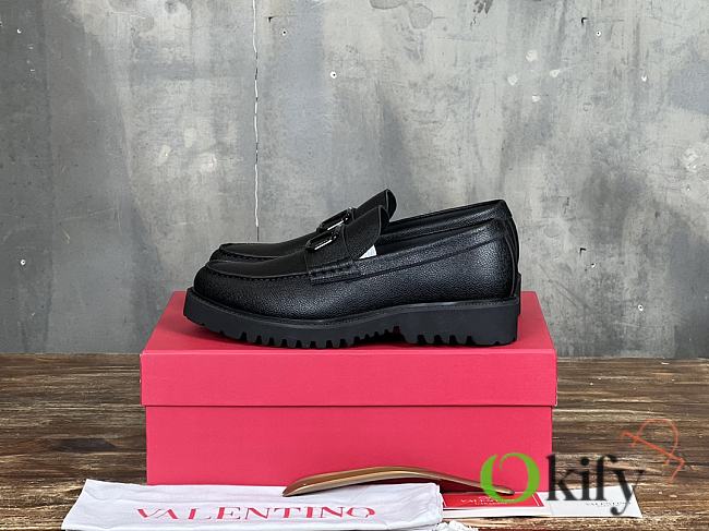 Okify Valentino Black Leather Loafers for men EU39-44 19192 - 1