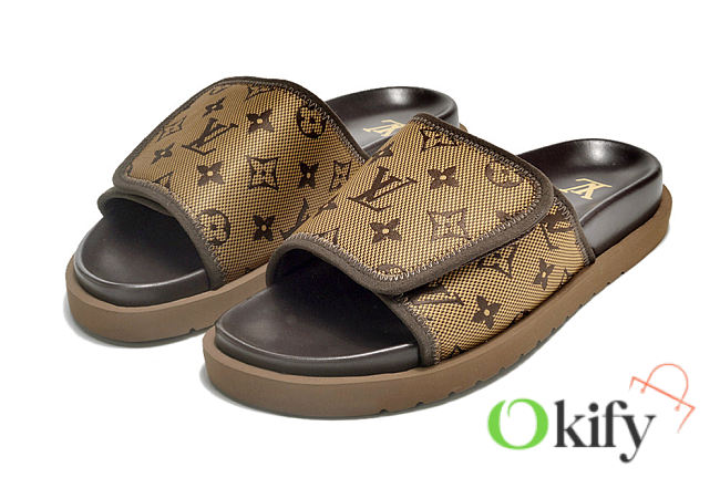 Okify Louis Vuitton Brown Slides - Christmas gift  - 1