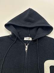 Okify Celine navy blue embroidered knitted hooded jacket SML - 3