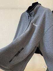 Okify MiuMiu Grey Gray Fleece Stand Collar Jacket SML  - 5