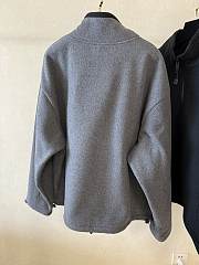 Okify MiuMiu Grey Gray Fleece Stand Collar Jacket SML  - 2