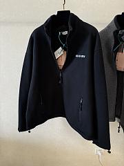 Okify MiuMiu Black Fleece Stand Collar Jacket SML  - 2